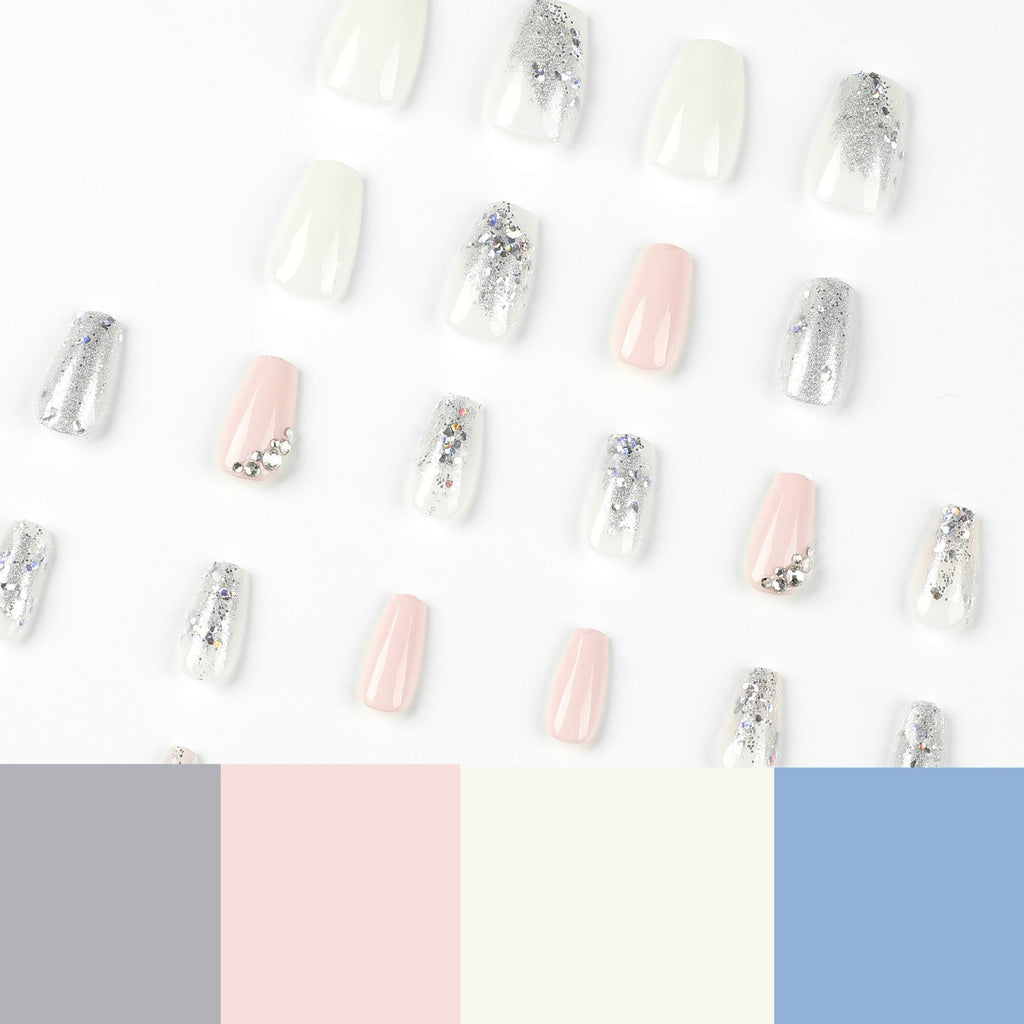 Removable False Nail Patches with Rhinestone