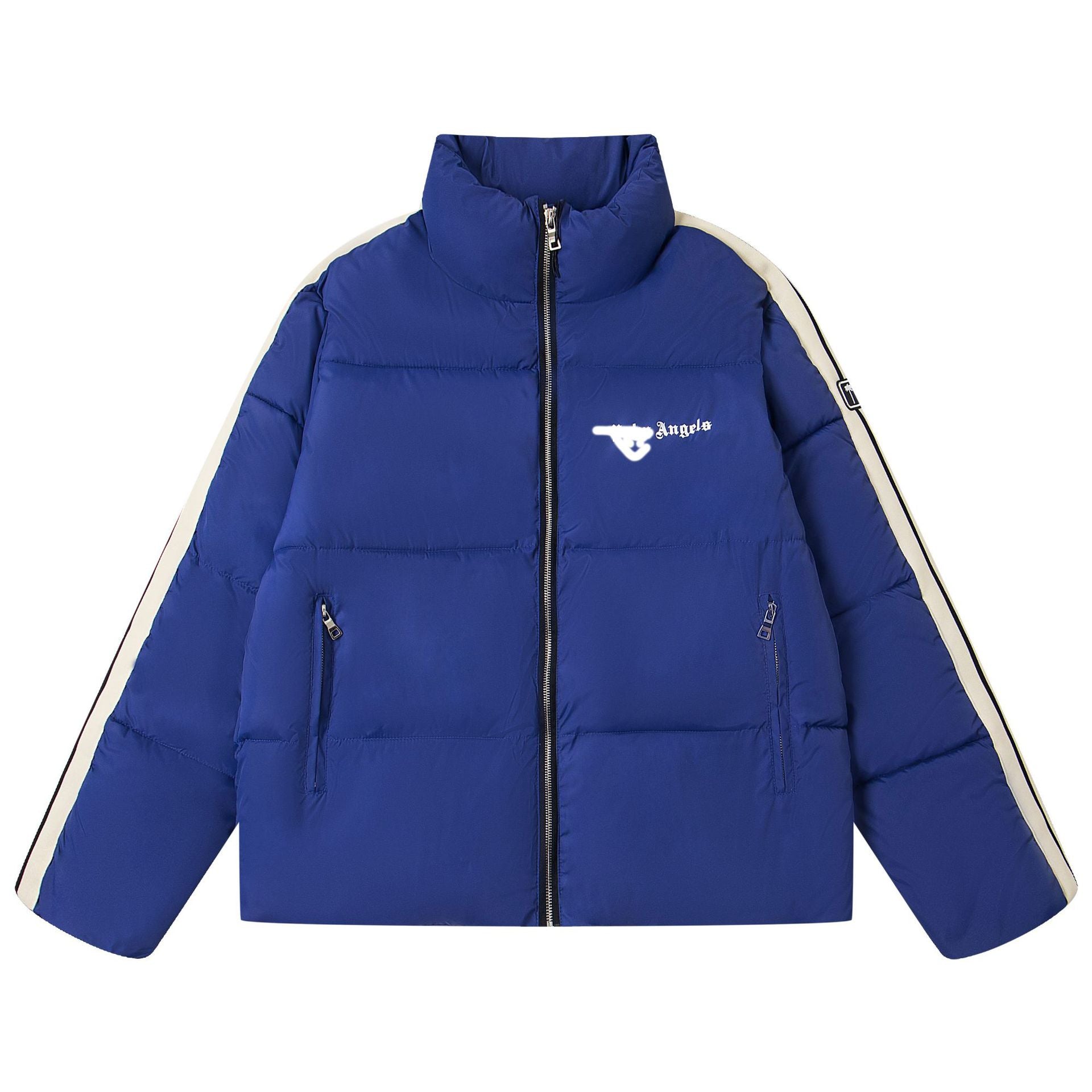 Black glossy thickened cotton jacket with small logo