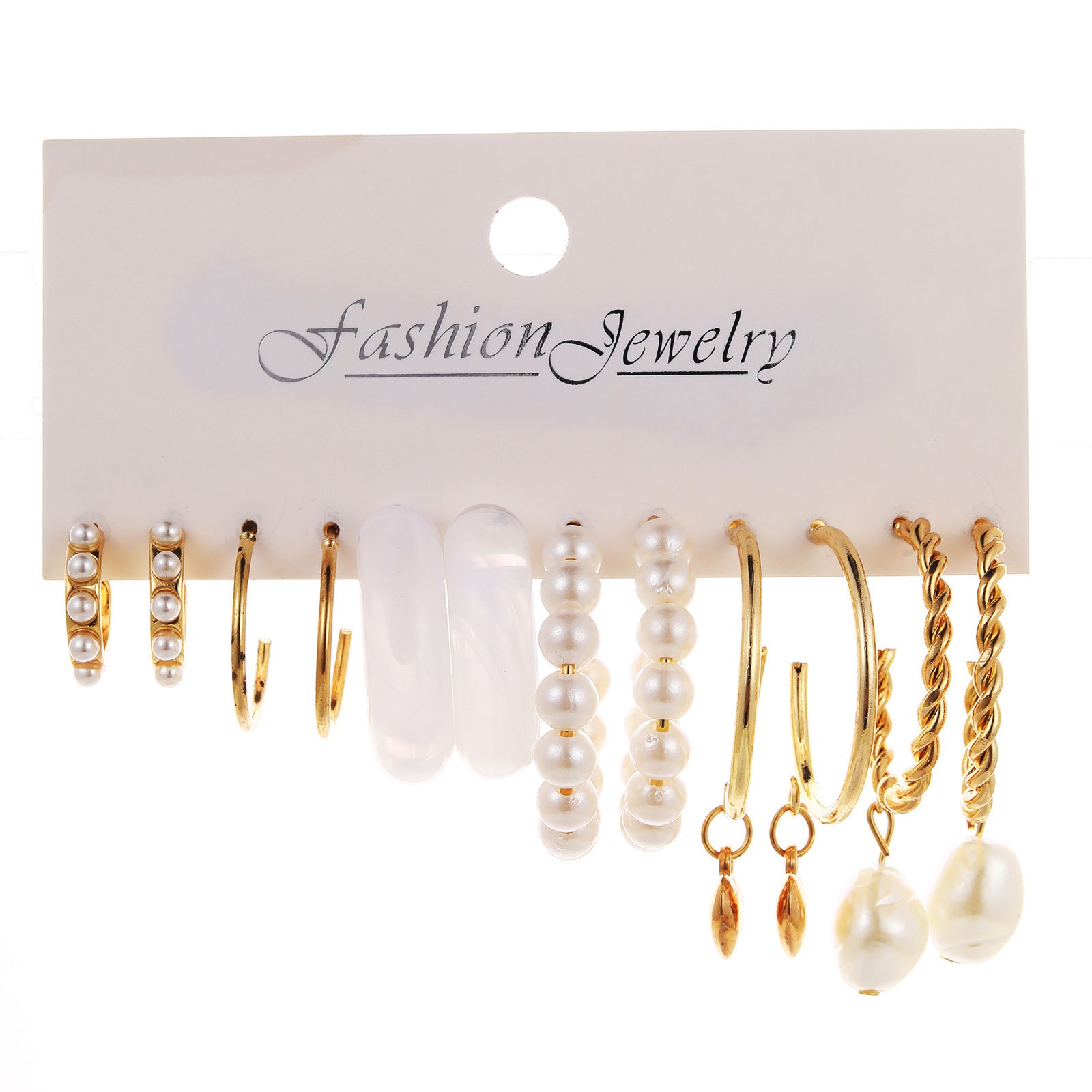 Fashion Pearl and Alloy Earrings Set