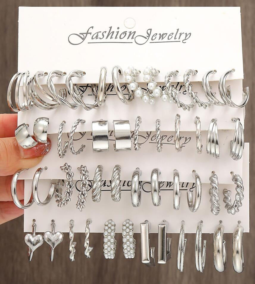 Fashion Pearl and Alloy Earrings Set