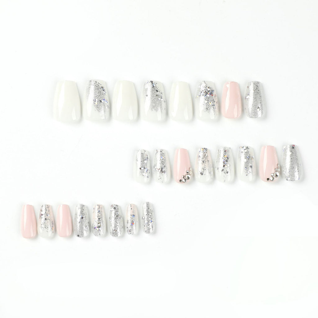 Removable False Nail Patches with Rhinestone