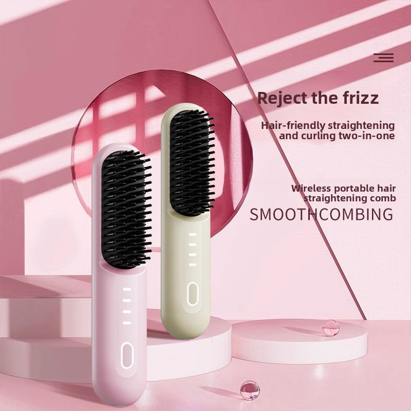Wireless lazy-person portable hair straightening comb