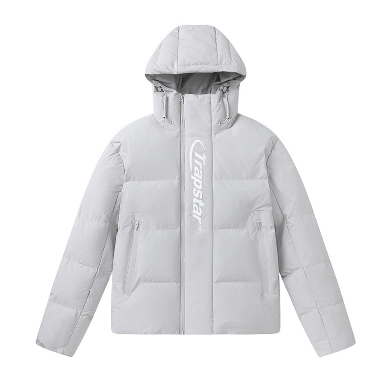 Black glossy thickened cotton jacket with small logo