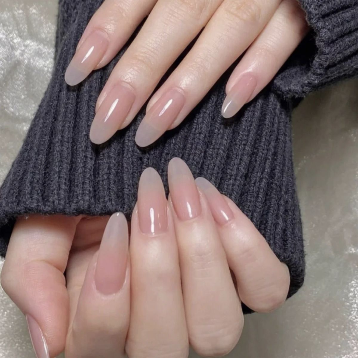 Almond Nude Gradient Wearable Fake Nails