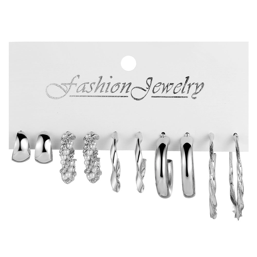 Fashion Pearl and Alloy Earrings Set
