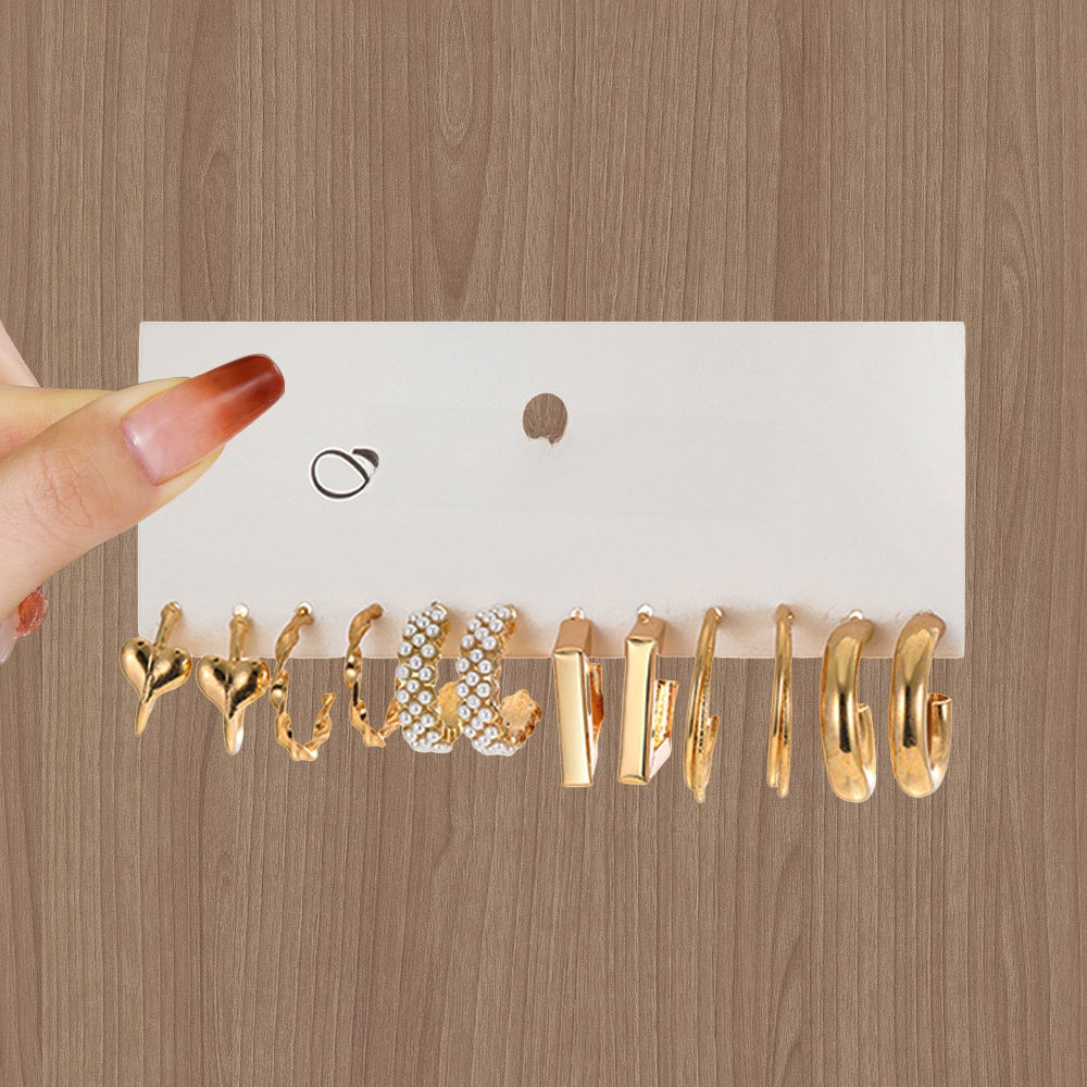 Fashion Pearl and Alloy Earrings Set