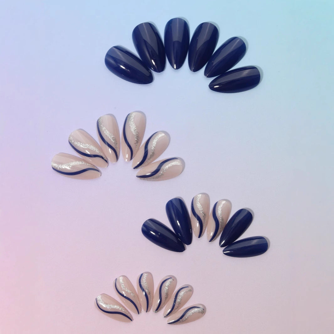 Blue French Nail Patches 24 Pieces